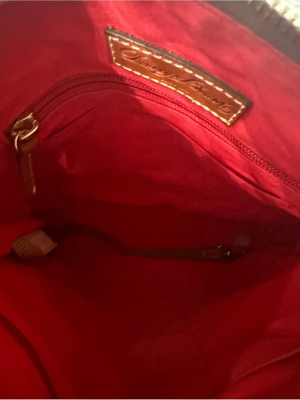 Dooney & Bourke Ostrich Embossed Leather Crossbody Bag Cognac Brown